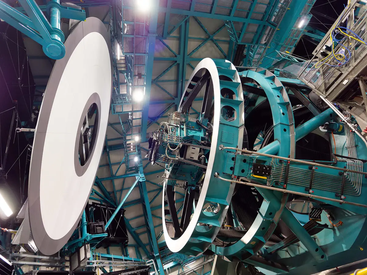 An indoor image of the Rubin Observatory’s telescope  