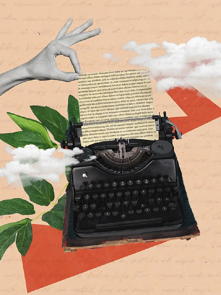 A photo illustration of a typewriter