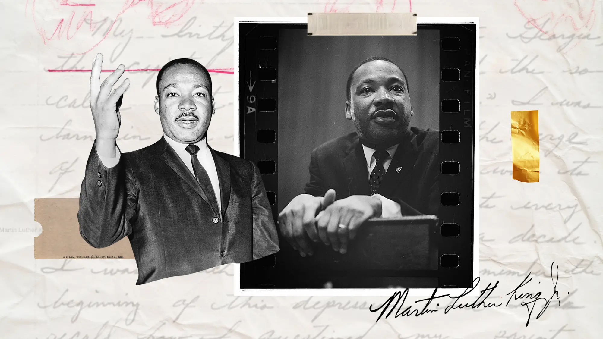 An illustration of King and his work.