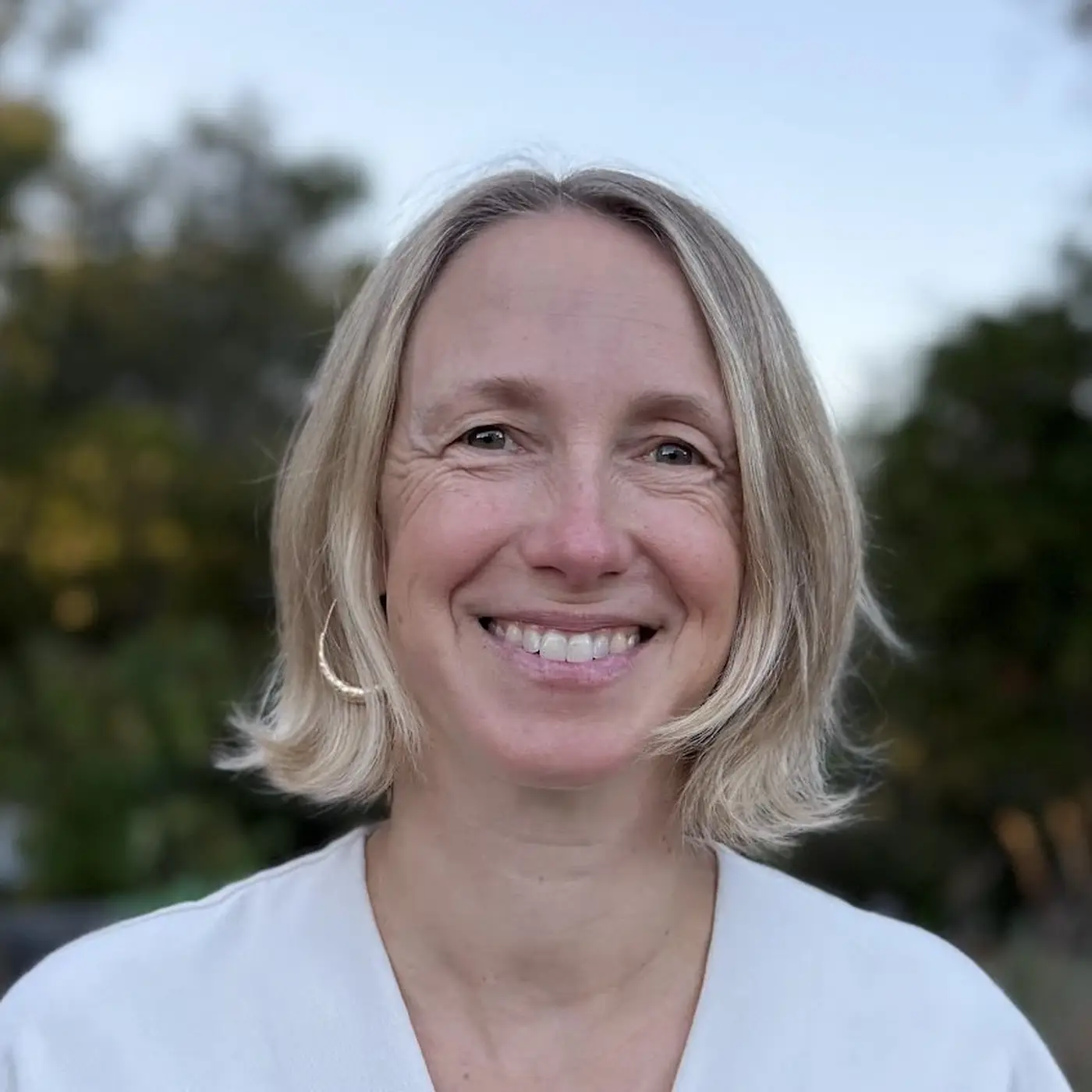 Polly Fordyce smiles in front of the camera