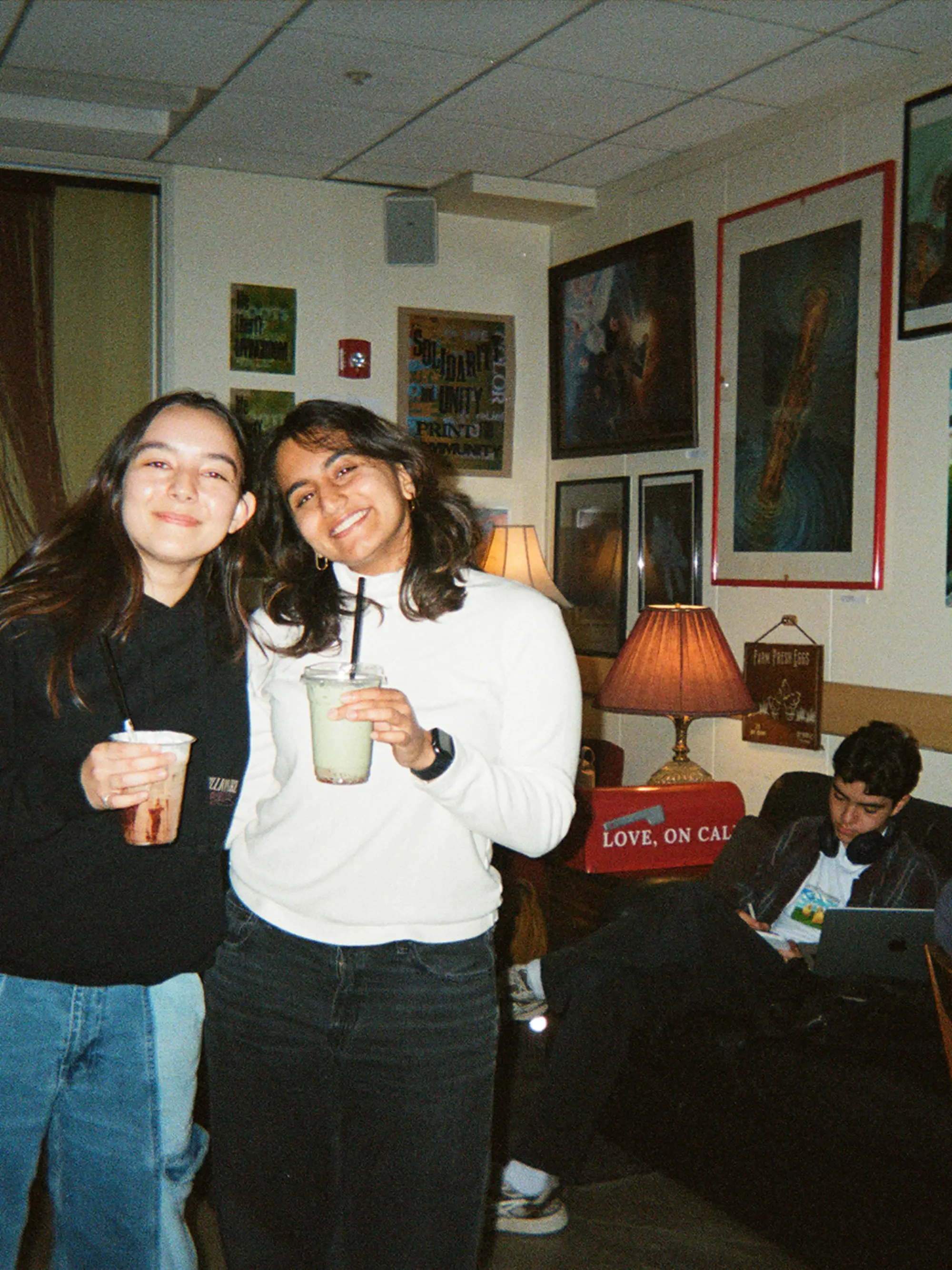 On Call Cafe students drinking coffee