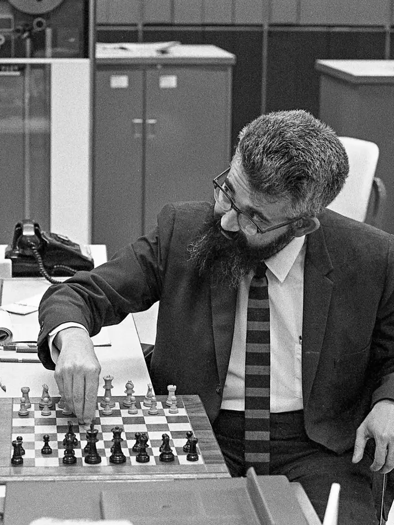 Professor John McCarthy shows off computer chess in 1966.