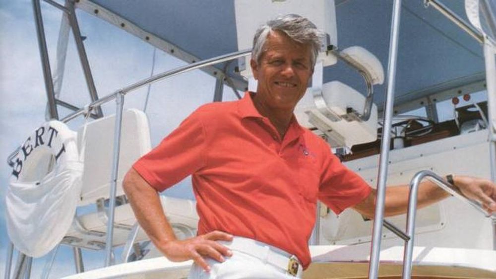 Malin Burnham, '49 on a boat