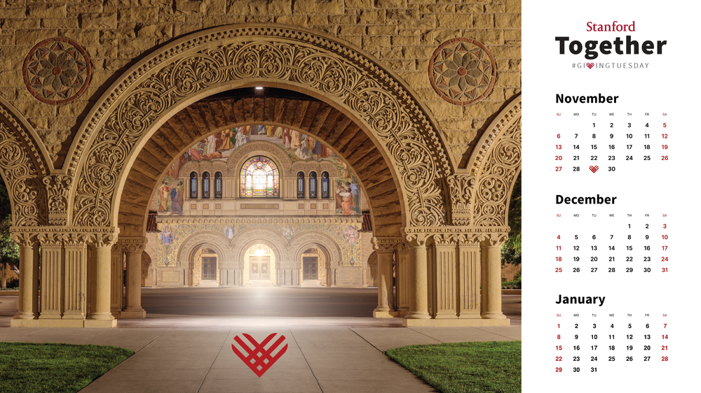 Stanford Giving Tuesday calendar arch