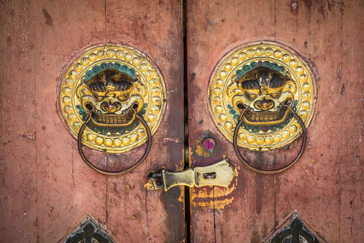 detail image of doors at monastery
