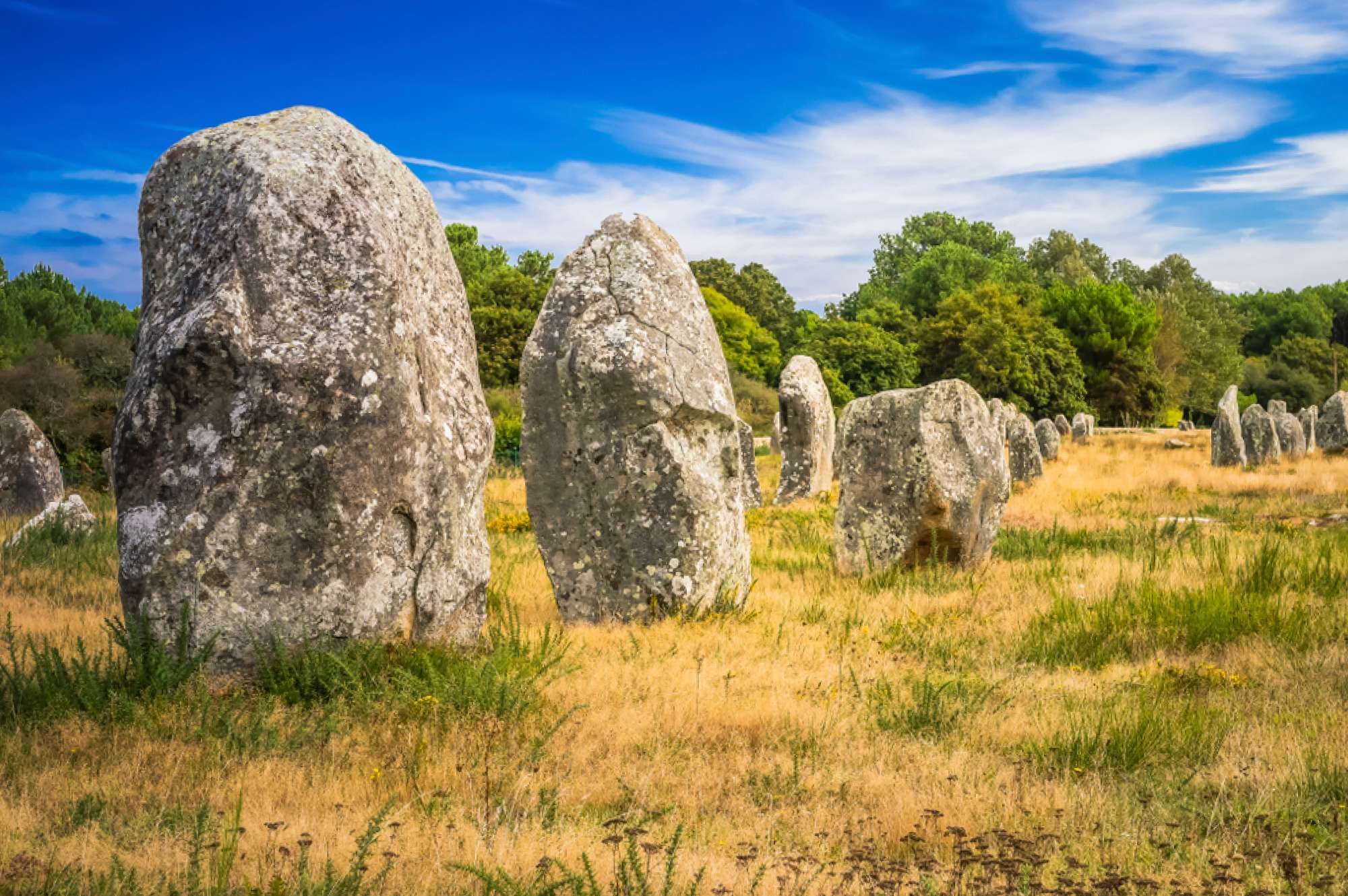 giant stones in grassy field