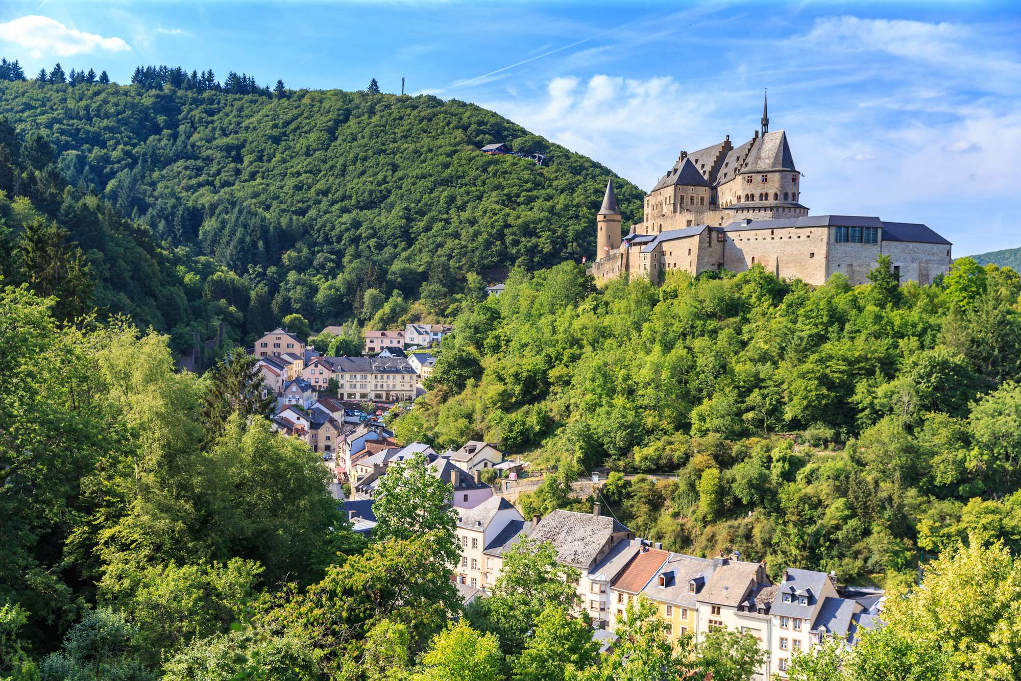 Vianden castle and a small valley, Luxembourg.