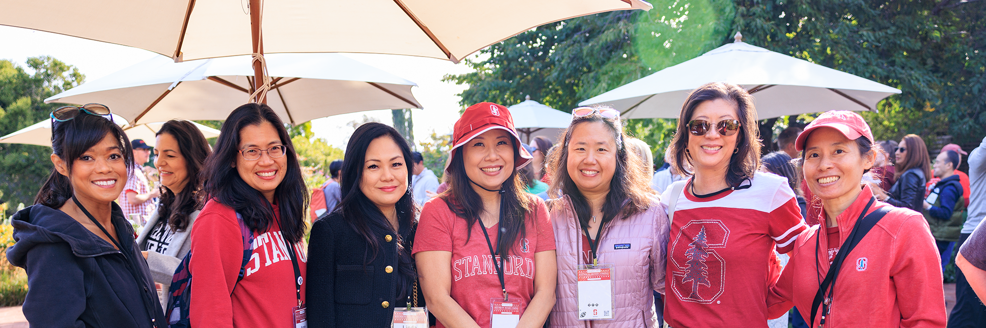 A group smiles at reunion