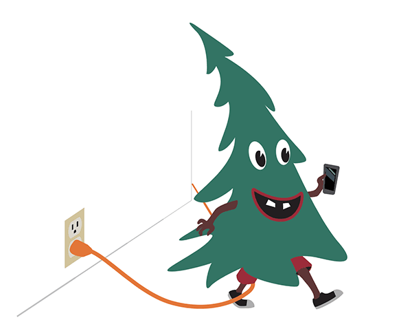 animation of tree tripping on cord